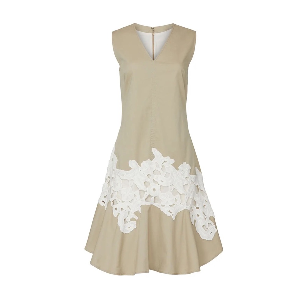 Derek Lam Khaki Lace V-Neck Dress Like New